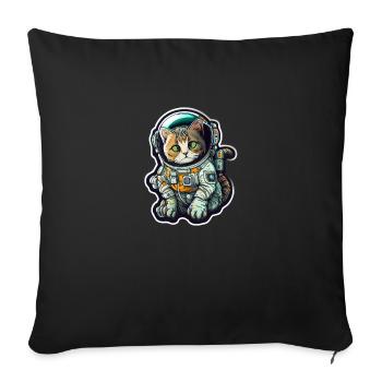 Meownaut astronaute chat pour chat papa - Housse de coussin décorative 45 x 45 cm - noir - Devant