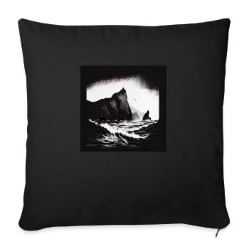 rough sea with cliffs - Sofa pillowcase 17,3'' x 17,3'' (45 x 45 cm) - black - Front