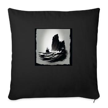 rough sea with cliffs - Sofa pillowcase 17,3'' x 17,3'' (45 x 45 cm) - black - Front