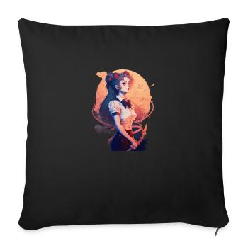 Anime Sailor Girl - Blue Eyed 2D Charakterdesign - Sofakissenbezug 45 x 45 cm - Schwarz - Vorne
