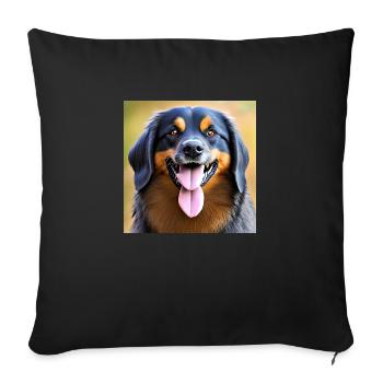 Drôle de tête de chien colorée avec deux langues - Housse de coussin décorative 45 x 45 cm - noir - Devant