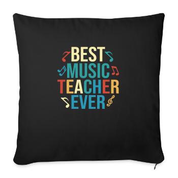 Meilleur professeur de musique Jamais Notes Instruments Educatio - Housse de coussin décorative 45 x 45 cm - noir - Devant