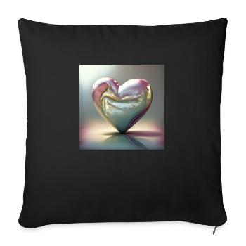 coeur métal pastel - Housse de coussin décorative 45 x 45 cm - noir - Devant