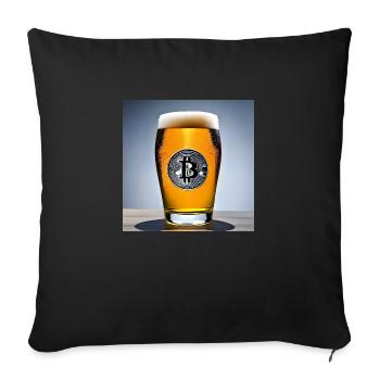 Bitcoin logo auf gefülltem Bierglas - Sofakissenbezug 45 x 45 cm - Schwarz - Vorne