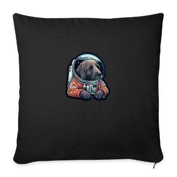 LabbiNaut Labrador Astronaute Chien Papa - Housse de coussin décorative 45 x 45 cm - noir - Devant