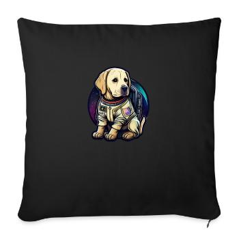 LabbiNaut Labrador Astronaute Papa chien - Housse de coussin décorative 45 x 45 cm - noir - Devant