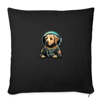 LabbiNaut Labrador Astronaute Papa chien - Housse de coussin décorative 45 x 45 cm - noir - Devant