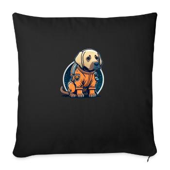 LabbiNaut Labrador Astronaute Chien Papa - Housse de coussin décorative 45 x 45 cm - noir - Devant