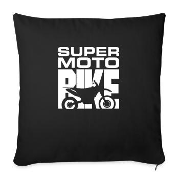 SUPER MOTO vélo blanc - Housse de coussin décorative 45 x 45 cm - noir - Devant