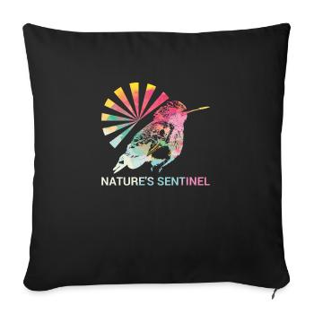 Guardians of nature #Kolibri - Sofa pillowcase 17,3'' x 17,3'' (45 x 45 cm) - black - Front