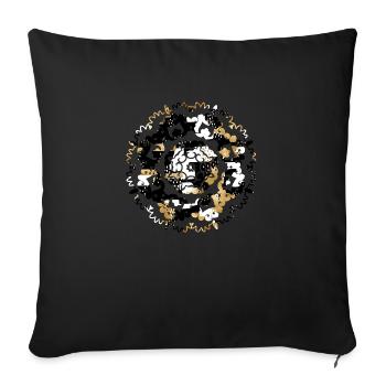 Mandala yoga boho fleur amour paix nature - Housse de coussin décorative 45 x 45 cm - noir - Devant
