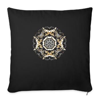 Mandala yoga boho fleur amour paix nature - Housse de coussin décorative 45 x 45 cm - noir - Devant