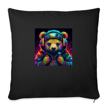 Gangster Gaming Bear - Sofa pillowcase 17,3'' x 17,3'' (45 x 45 cm) - black - Front