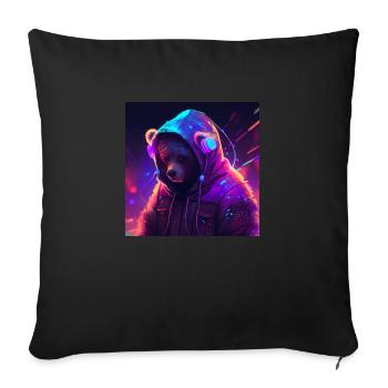 Cool Gaming Bear - Sofa pillowcase 17,3'' x 17,3'' (45 x 45 cm) - black - Front