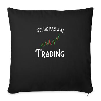 je peux pas j'ai trading - Housse de coussin décorative 45 x 45 cm - noir - Devant