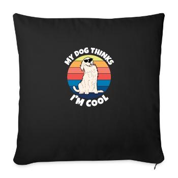 Cool chien propriétaire de chien ami disant drôle - Housse de coussin décorative 45 x 45 cm - noir - Devant