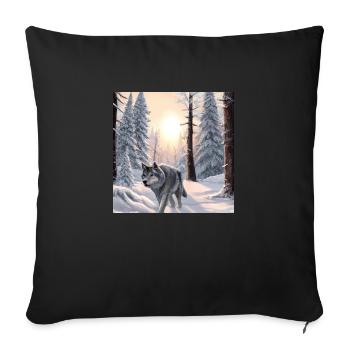 Einsamer Wolf - Sofakissenbezug 45 x 45 cm - Schwarz - Vorne