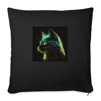 Neon cat at night - Sofa pillowcase 17,3'' x 17,3'' (45 x 45 cm) - black - Front