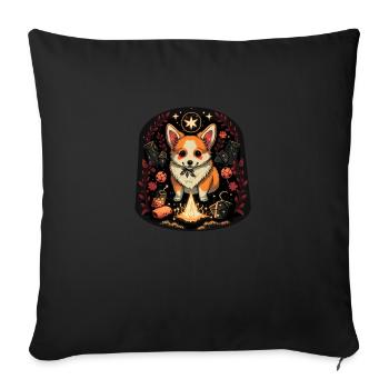 Corgi Necromancer - Sofa pillowcase 17,3'' x 17,3'' (45 x 45 cm) - black - Front