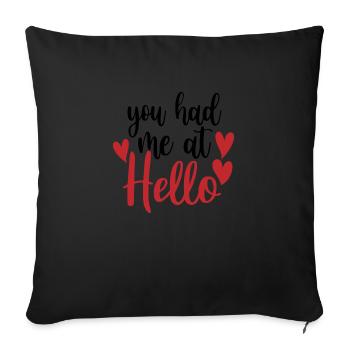 Tu m’as eu au Hello - Housse de coussin décorative 45 x 45 cm - noir - Devant