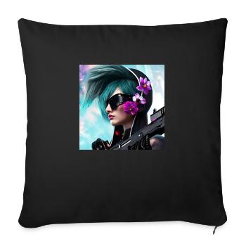 Lunettes de soleil Cyber style Girl Woman Flower - Housse de coussin décorative 45 x 45 cm - noir - Devant