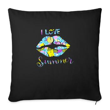 Summer surf miami beach paradise 80s retro 90s - Housse de coussin décorative 45 x 45 cm - noir - Devant