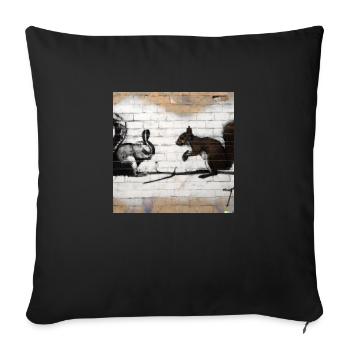 Hase vs Hörnchen - Sofakissenbezug 45 x 45 cm - Schwarz - Vorne