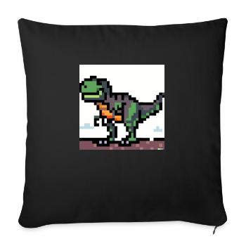 Tyrannosaurus pixel art - Housse de coussin décorative 45 x 45 cm - noir - Devant