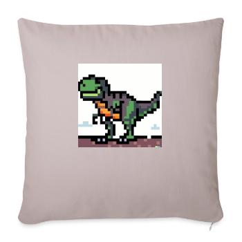 Tyrannosaurus pixel art - Housse de coussin décorative 45 x 45 cm - taupe clair - Devant
