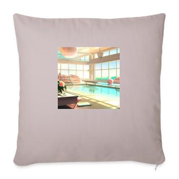 Un coin salon baigné de soleil : l’art numérique - Housse de coussin décorative 45 x 45 cm - taupe clair - Devant
