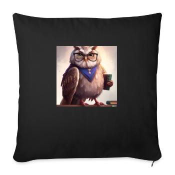 Owl comme bibliothécaire art numérique - Housse de coussin décorative 45 x 45 cm - noir - Devant