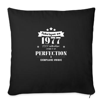 fabriqué en 1977 - Housse de coussin décorative 45 x 45 cm - noir - Devant