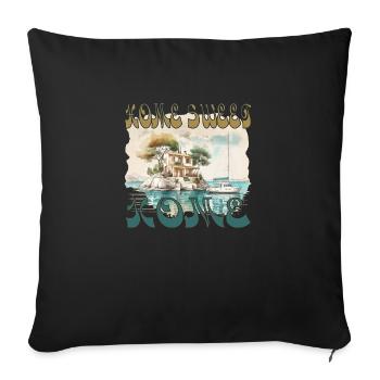 Home sweet Home - my house, my boat, my island - Sofa pillowcase 17,3'' x 17,3'' (45 x 45 cm) - black - Front