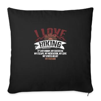 I Love Hiking My Passion Retro Hiker Wildlife - Sofakissenbezug 45 x 45 cm - Schwarz - Vorne