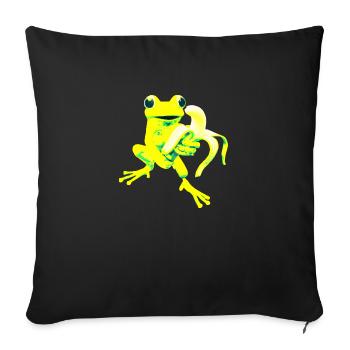 Yellow frog - Sofa pillowcase 17,3'' x 17,3'' (45 x 45 cm) - black - Front