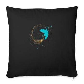 Kunstdruck - Malerei / Nachthimmel türkis gold - Sofakissenbezug 45 x 45 cm - Schwarz - Vorne