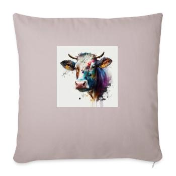 Kuh Wasserfarbe - Sofakissenbezug 45 x 45 cm - helles Taupe - Vorne