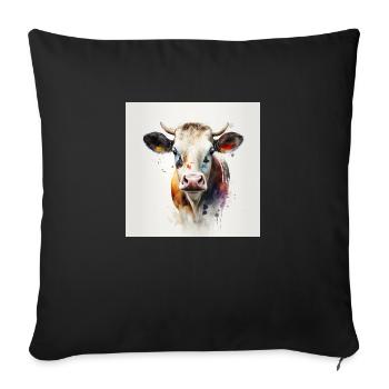 Vache peinture a l'eau - Housse de coussin décorative 45 x 45 cm - noir - Devant