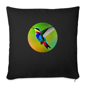 Hummingbird - Polygon - Sofa pillowcase 17,3'' x 17,3'' (45 x 45 cm) - black - Front