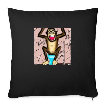 Un singe qui rit sur les toilettes - Housse de coussin décorative 45 x 45 cm - noir - Devant
