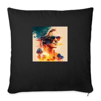 Une femme au soleil - Housse de coussin décorative 45 x 45 cm - noir - Devant
