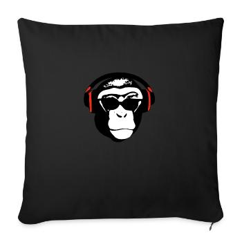 Kiko the music-loving monkey - Sofa pillowcase 17,3'' x 17,3'' (45 x 45 cm) - black - Front