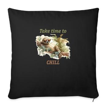 Sloth Take time to Chill Design Watercolor Style - Sofa pillowcase 17,3'' x 17,3'' (45 x 45 cm) - black - Front