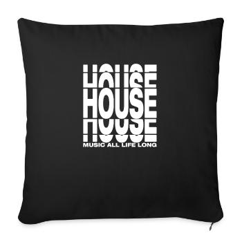 House Music All Life Long Stretched White - Sofa pillowcase 17,3'' x 17,3'' (45 x 45 cm) - black - Front
