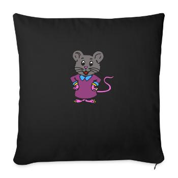 Mili the little mouse - Sofa pillowcase 17,3'' x 17,3'' (45 x 45 cm) - black - Front