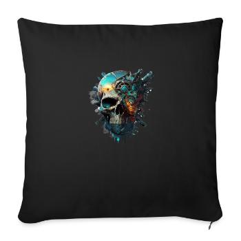 Splash multicolor skull. Water skull - Sofa pillowcase 17,3'' x 17,3'' (45 x 45 cm) - black - Front