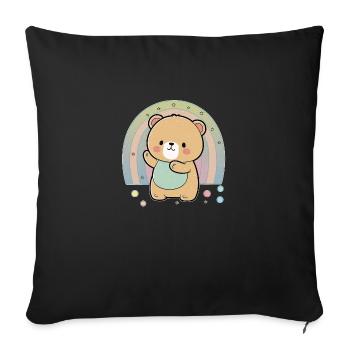 Mignon petit ourson - Housse de coussin décorative 45 x 45 cm - noir - Devant