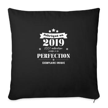 fabriqué en 2019 - Housse de coussin décorative 45 x 45 cm - noir - Devant