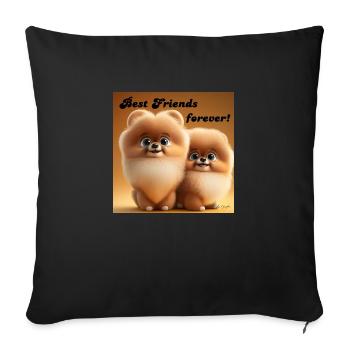 POMMERANIAN 2 BFF Hundewelpen niedlich klein süss - Sofakissenbezug 45 x 45 cm - Schwarz - Vorne