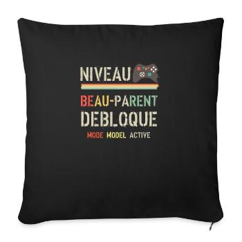 Niveau Beau Parent débloqué vintage - Housse de coussin décorative 45 x 45 cm - noir - Devant